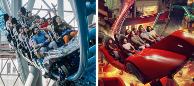 Experience the speed of Ferrari World and the thrill of The Storm Coaster.